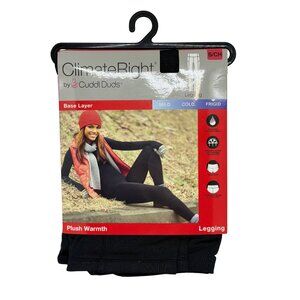 NWT Cuddl Duds Womens S Black Thermal Leggings Plush Warmth Base Layer High Rise